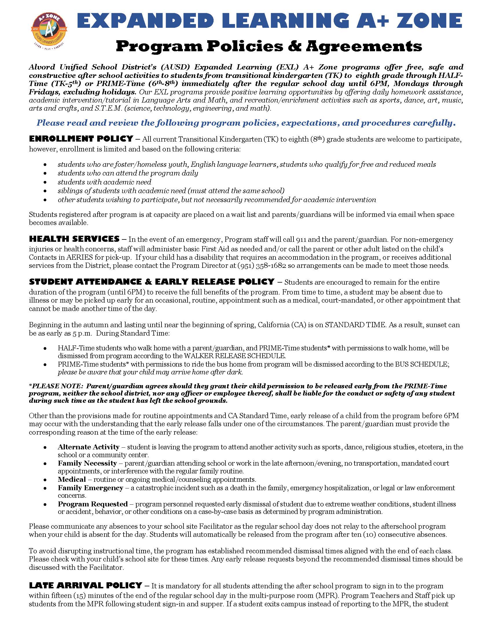 Program Policies in English 